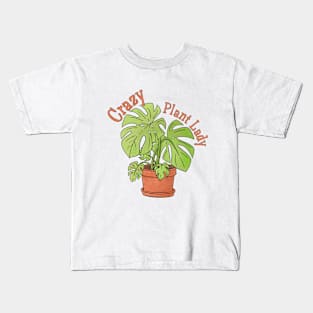 Crazy Plant Lady with Monstera Plant Kids T-Shirt